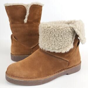 Clarks Women's Drafty Haze Suede Leather Faux Shearling Winter Boots Size 9.5